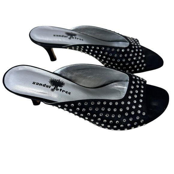 (11-245) Women's Sandal Tree Black & Rhinestone Dress Shoe Sz 7 - Picture 10 of 12
